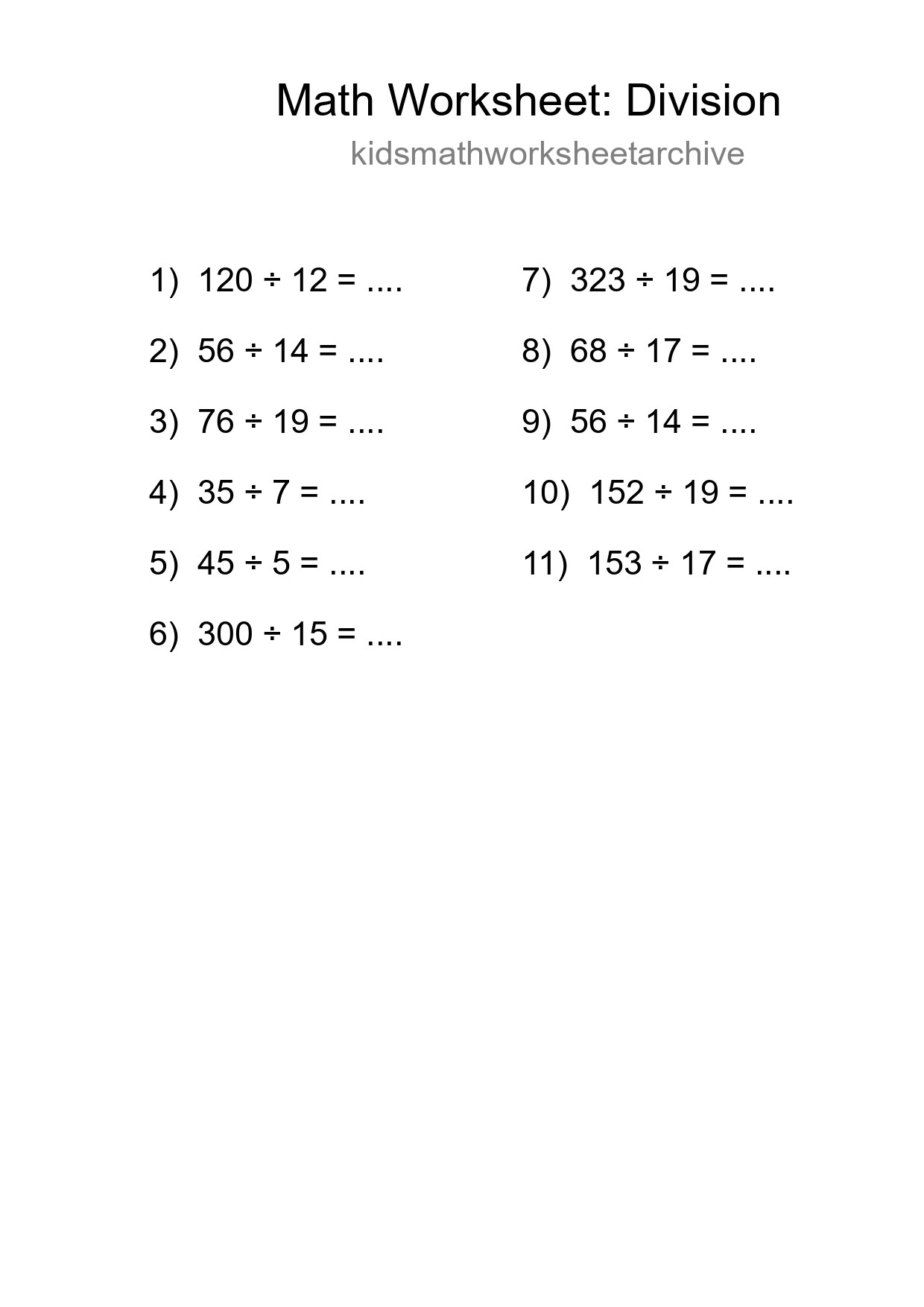 Free 11 Division Math Worksheet For Grade 2 - Part 15