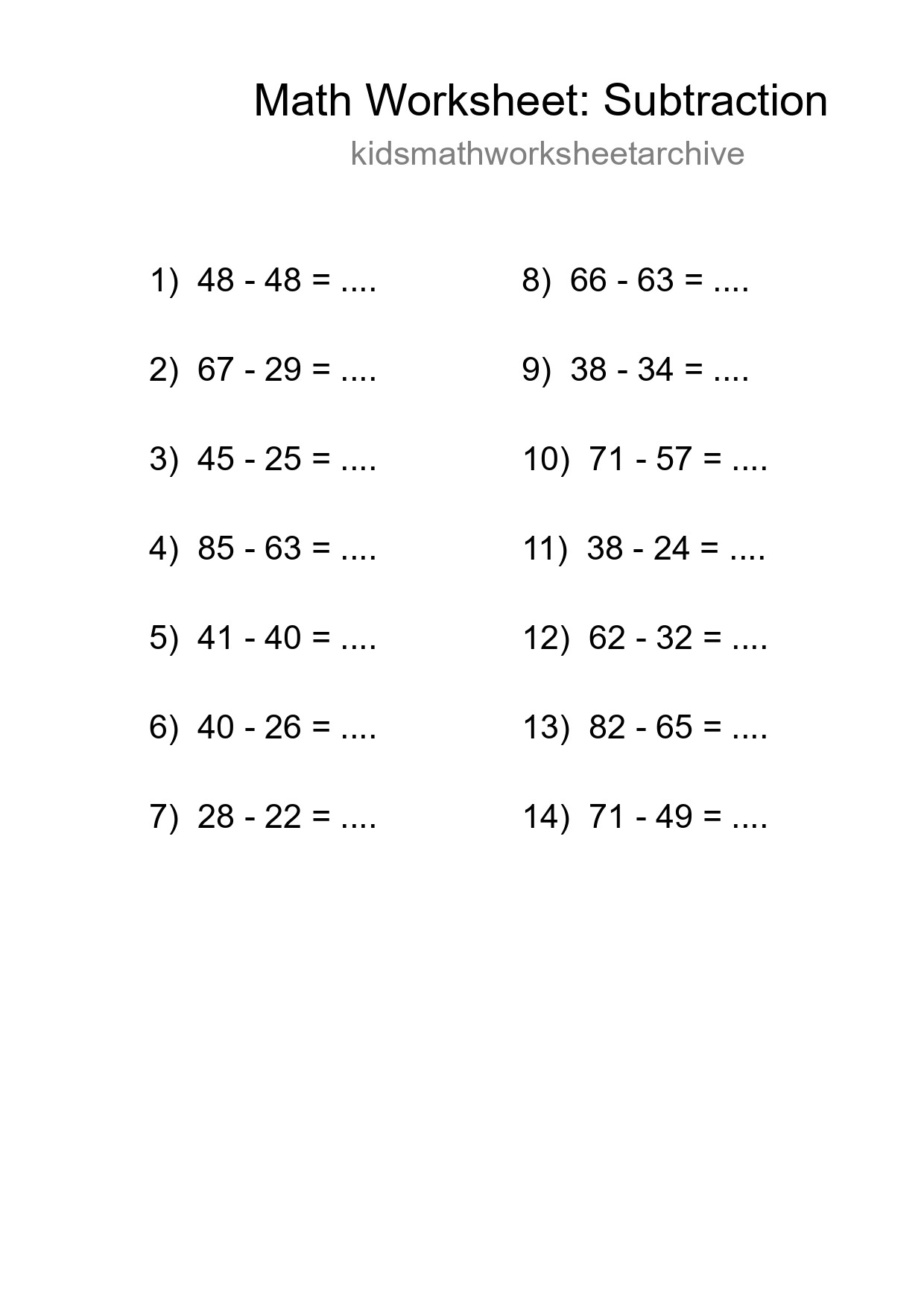 Free 14 Subtraction Math Worksheet For Grade 3 With Answers - Part 107