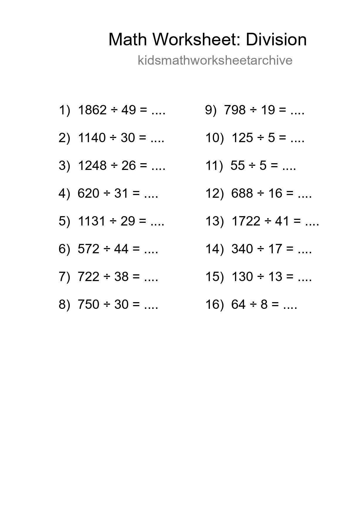 Free 16 Division Math Worksheet For Grade 2 With Answers - Part 213