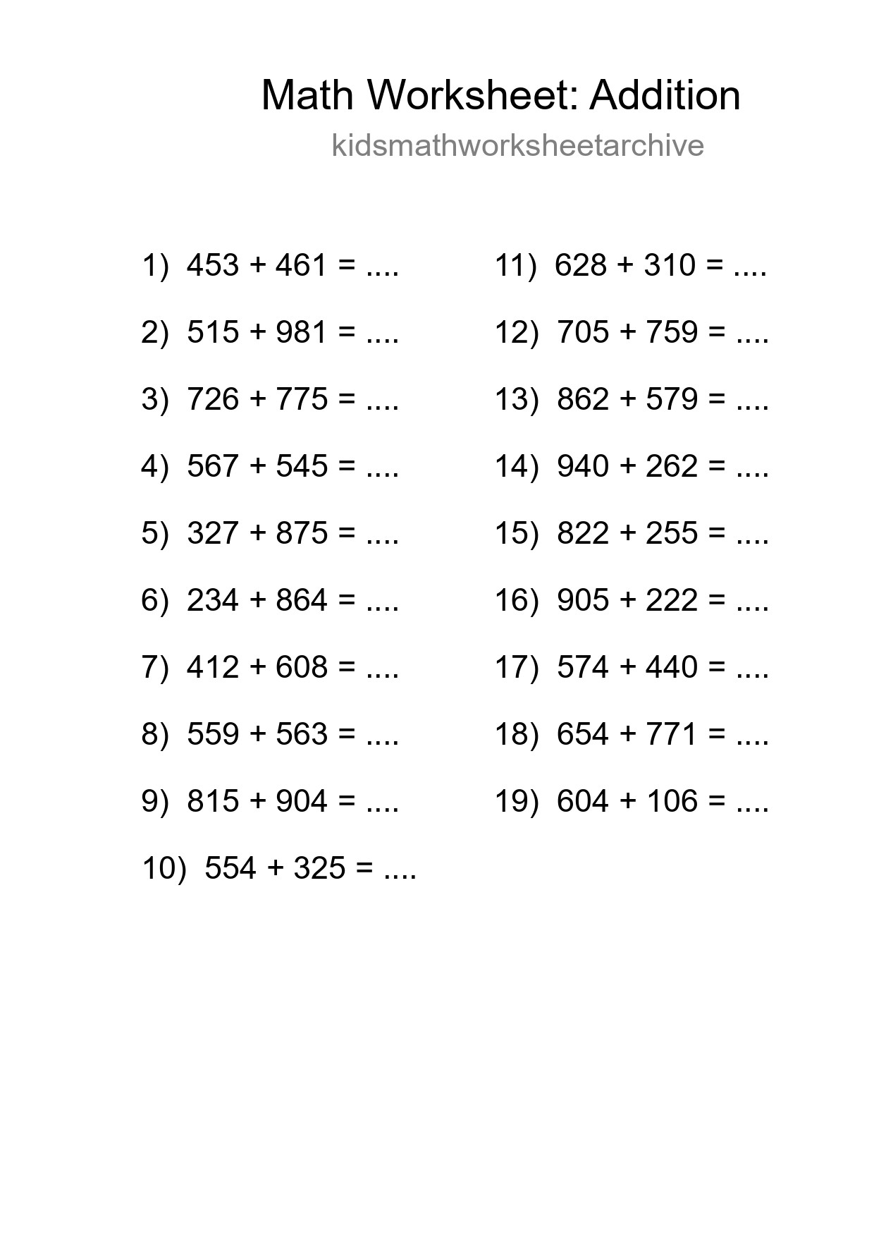 Free 19 Addition Math Worksheet For Grade 5 With Answers - Part 67