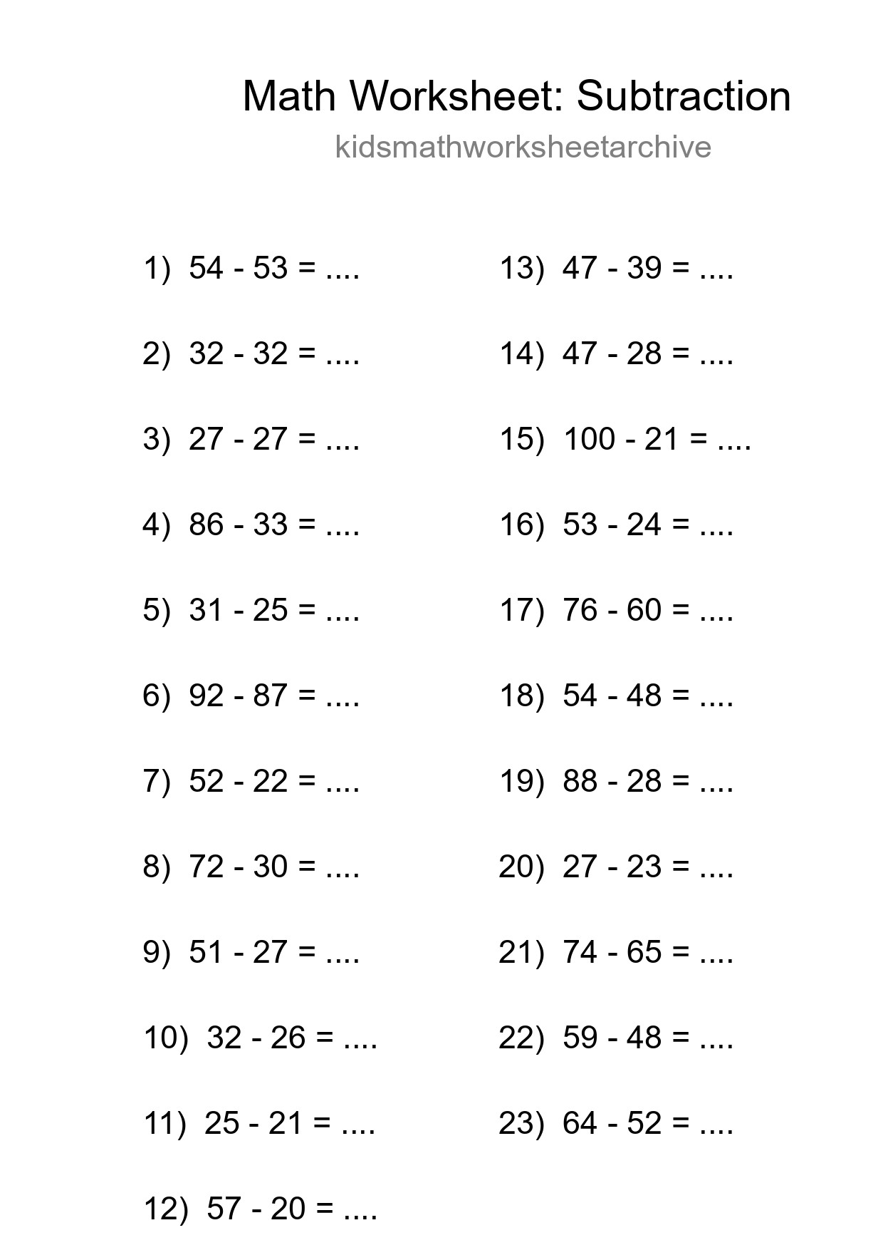 Free 23 Subtraction Math Worksheet For Grade 3 With Answers - Part 217