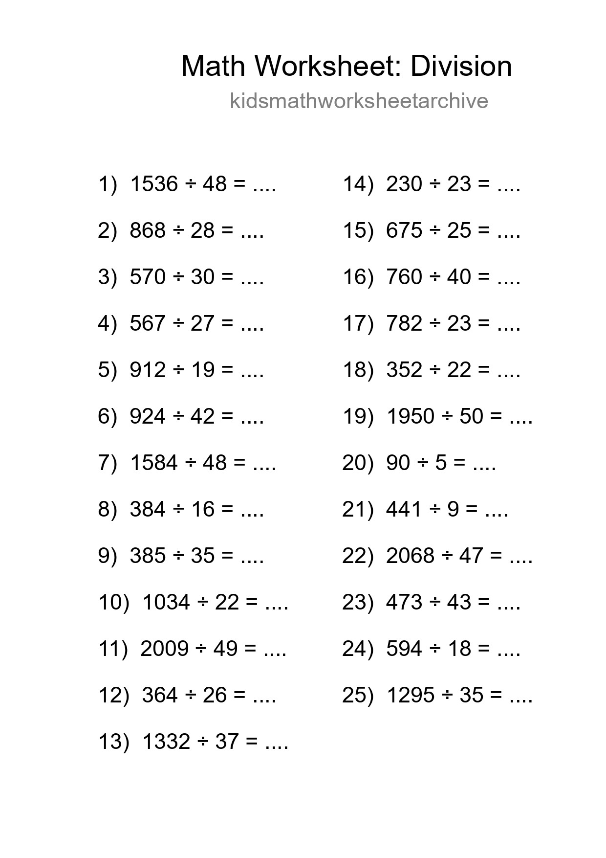 Free 25 Division Math Worksheet For Grade 2 - Part 59