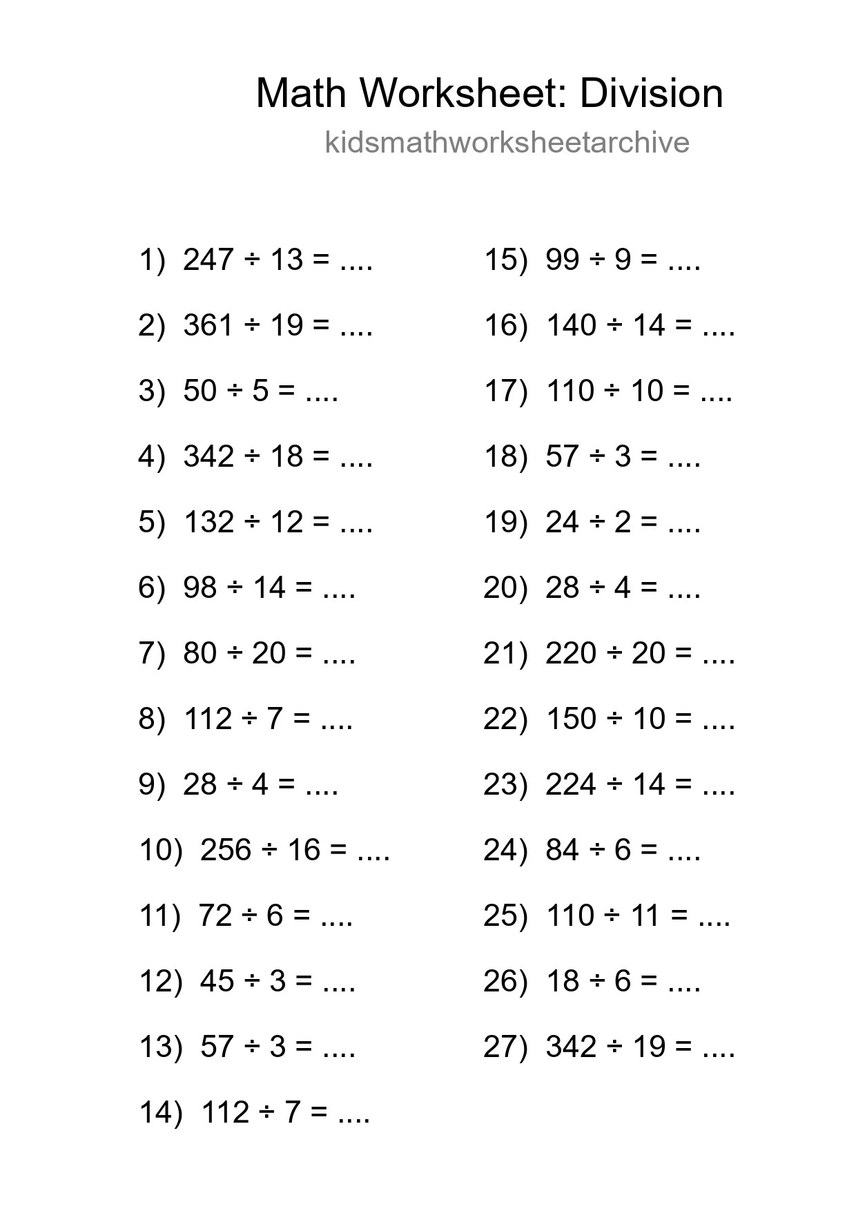 Free 27 Division Math Worksheet For Grade 2 - Part 290