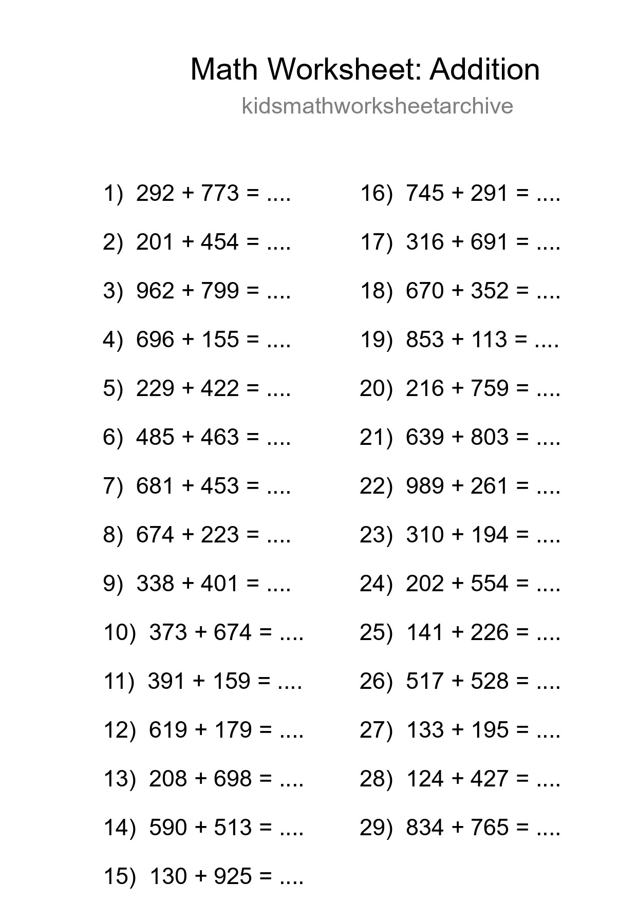 Free 29 Addition Math Worksheet For Grade 5 With Answers - Part 243