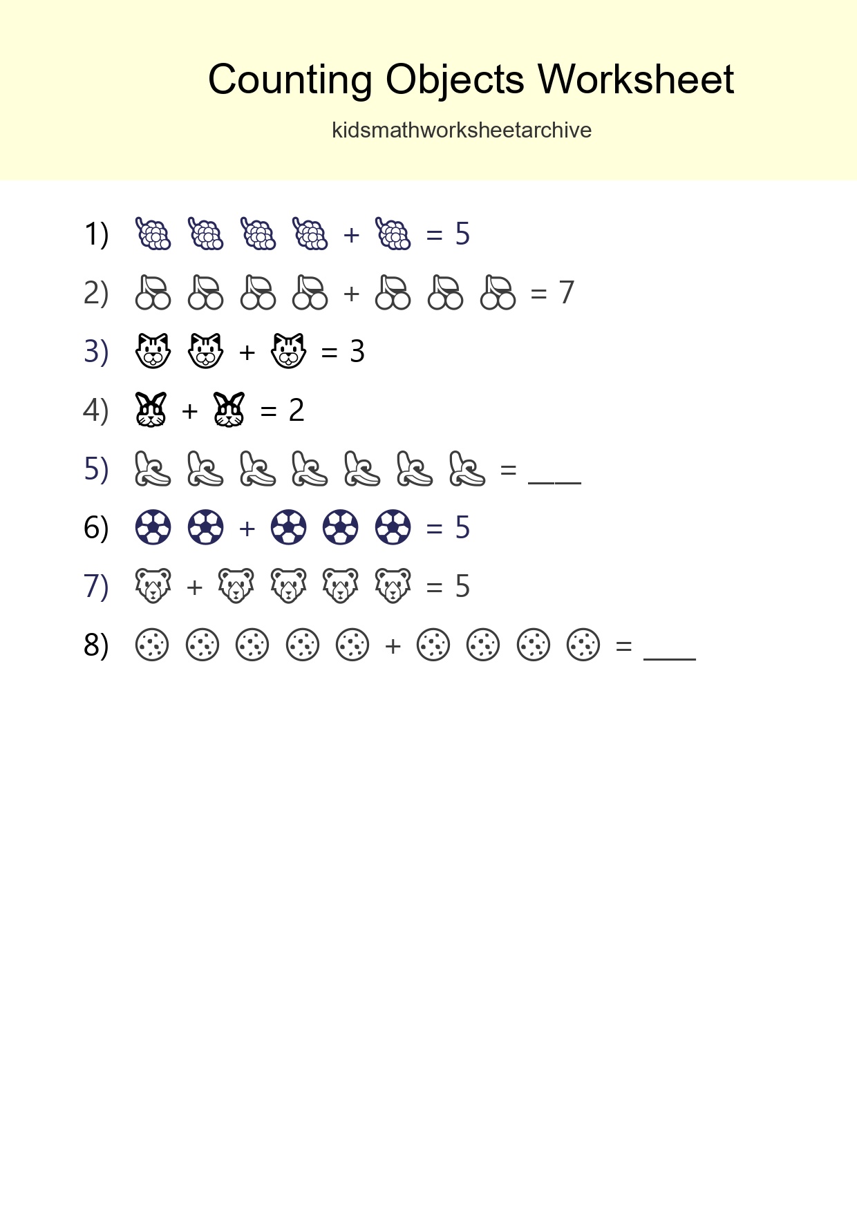 Free Counting Objects Worksheet For Kindergarten - Part 124