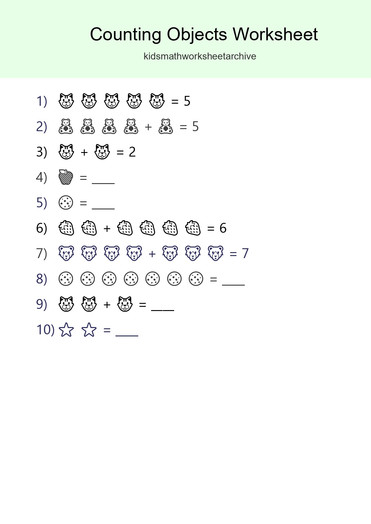 Free Counting Objects Worksheet For Kindergarten - Part 234