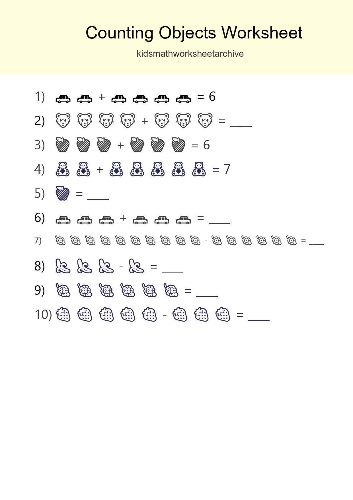 Free Counting Objects Worksheet For Kindergarten - Part 289