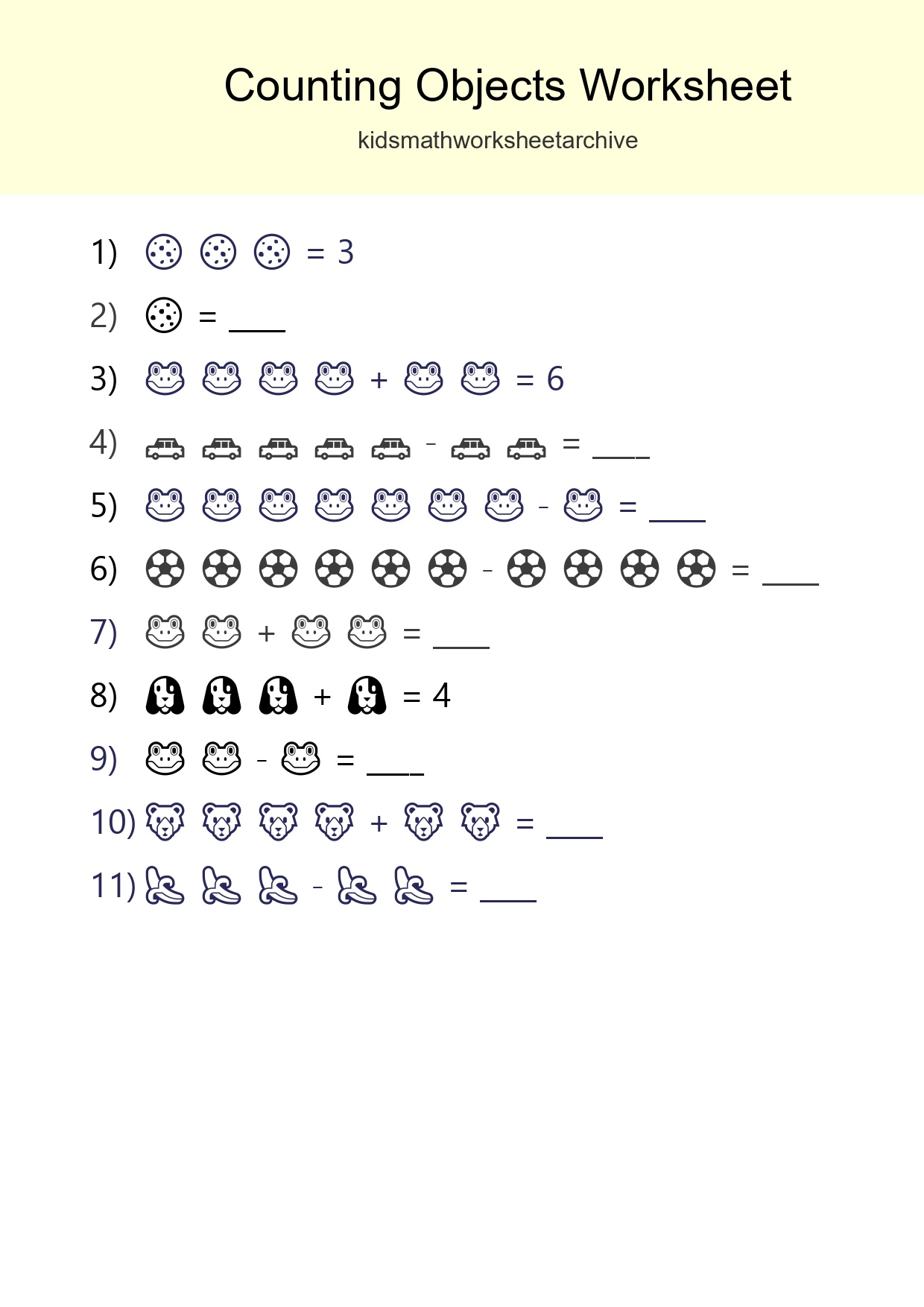 Free Counting Objects Worksheet For Kindergarten Printable - Part 102