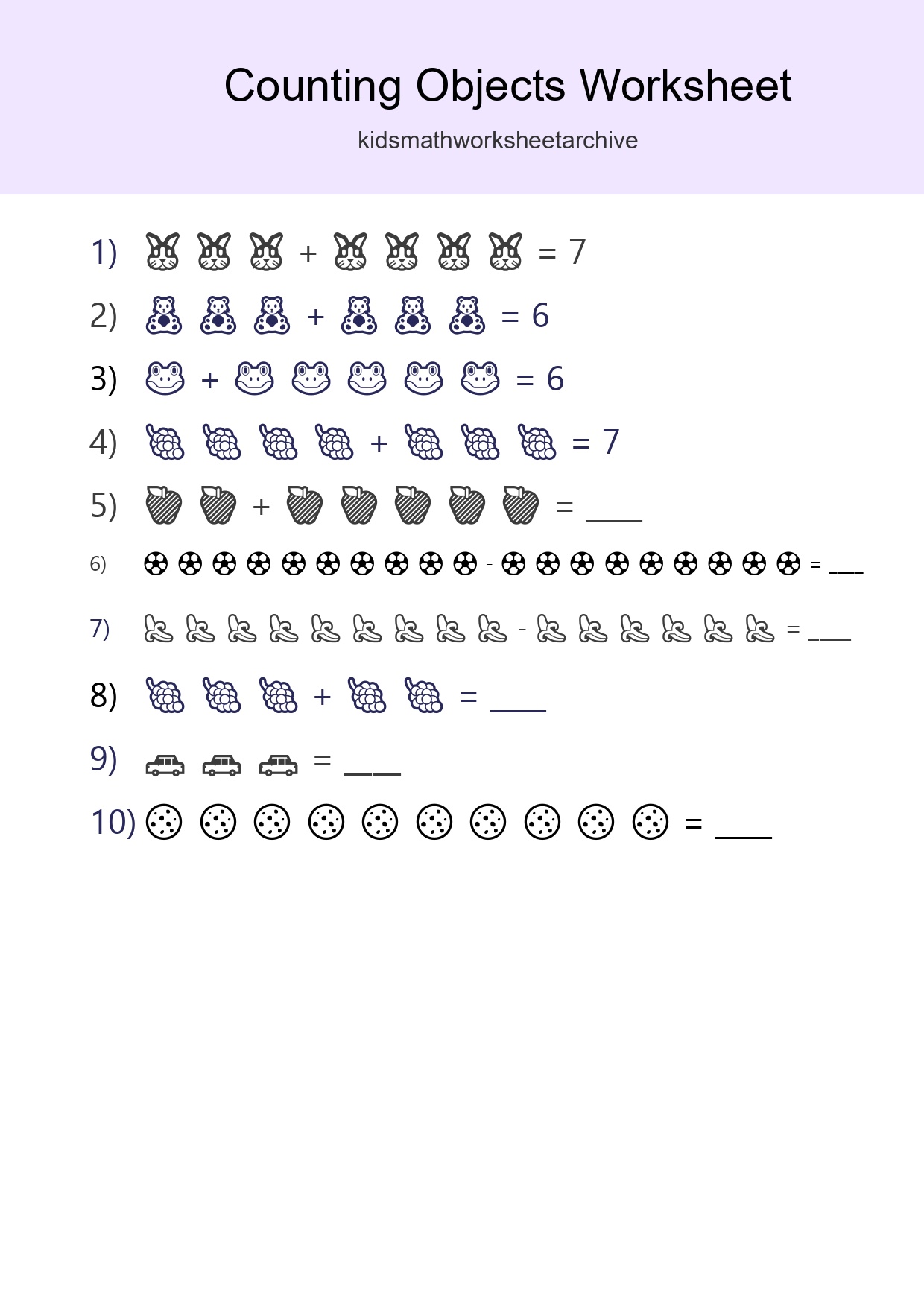 Free Counting Objects Worksheet For Kindergarten Printable - Part 135