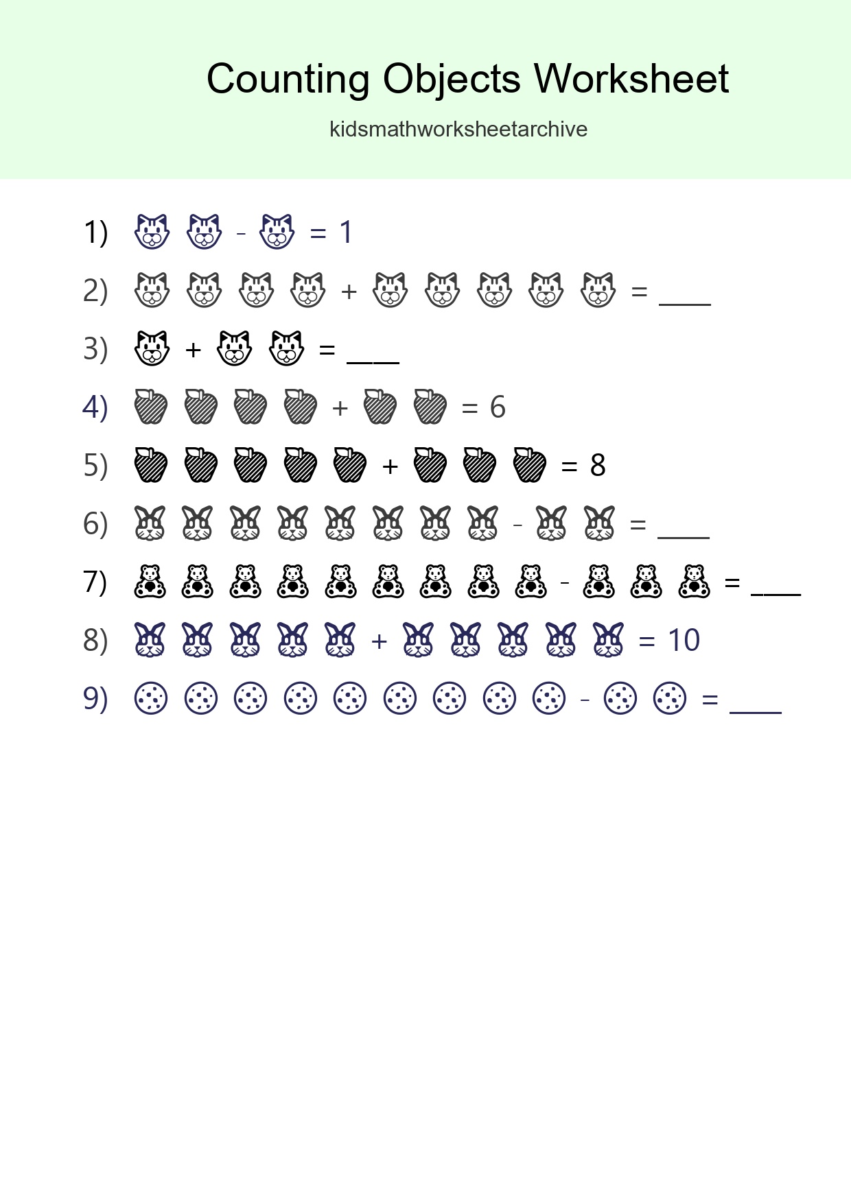 Free Counting Objects Worksheet For Kindergarten Printable - Part 14