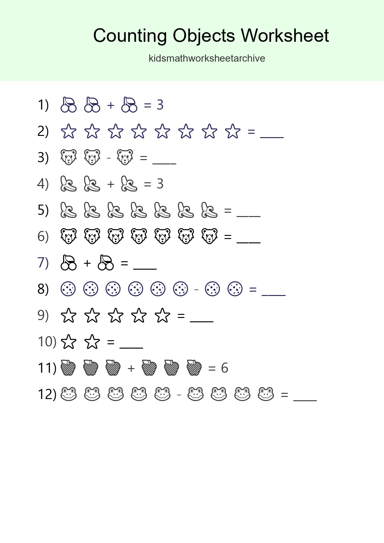Free Counting Objects Worksheet For Kindergarten Printable - Part 91