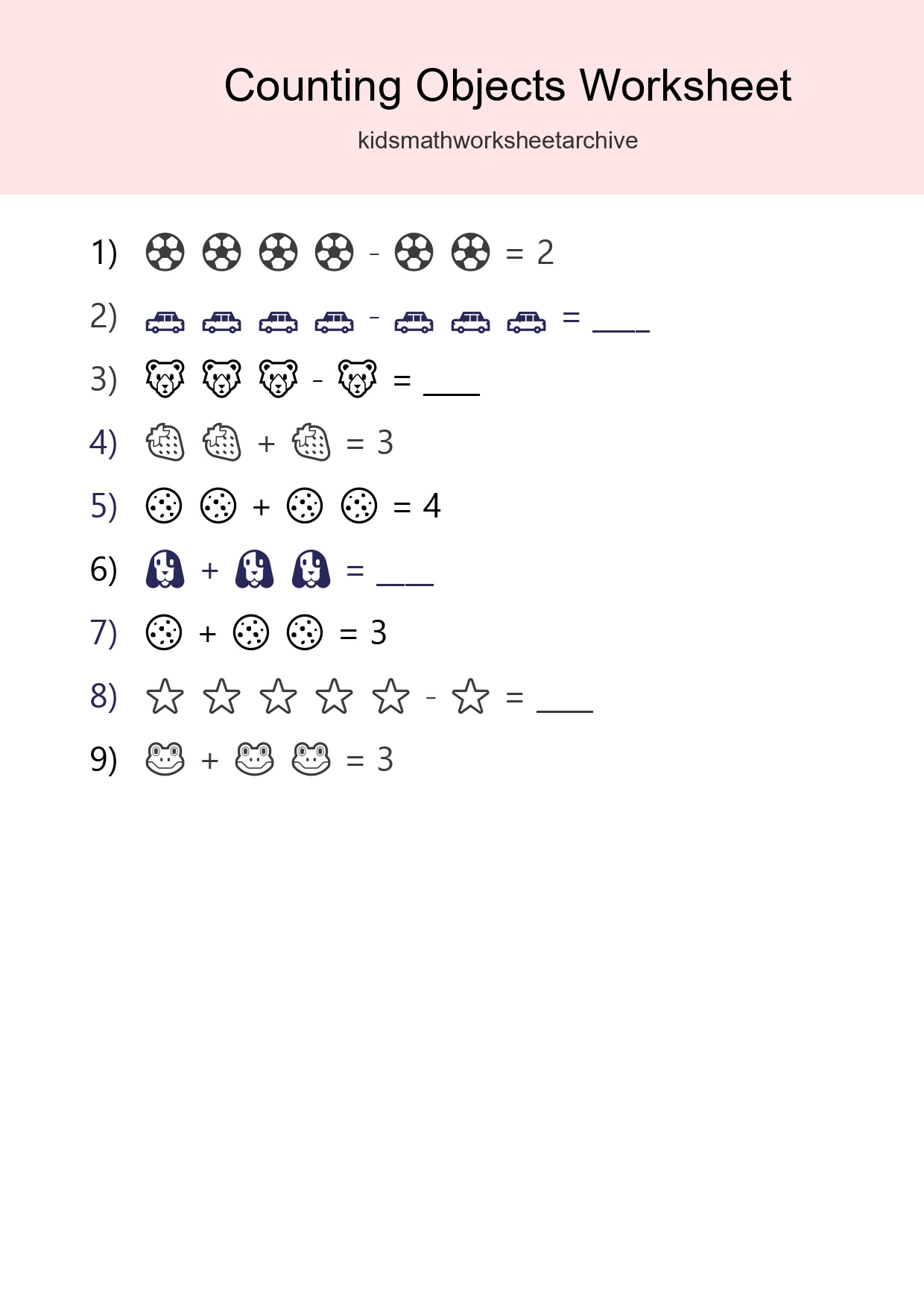 Free Counting Objects Worksheet For Pre-K - Part 267