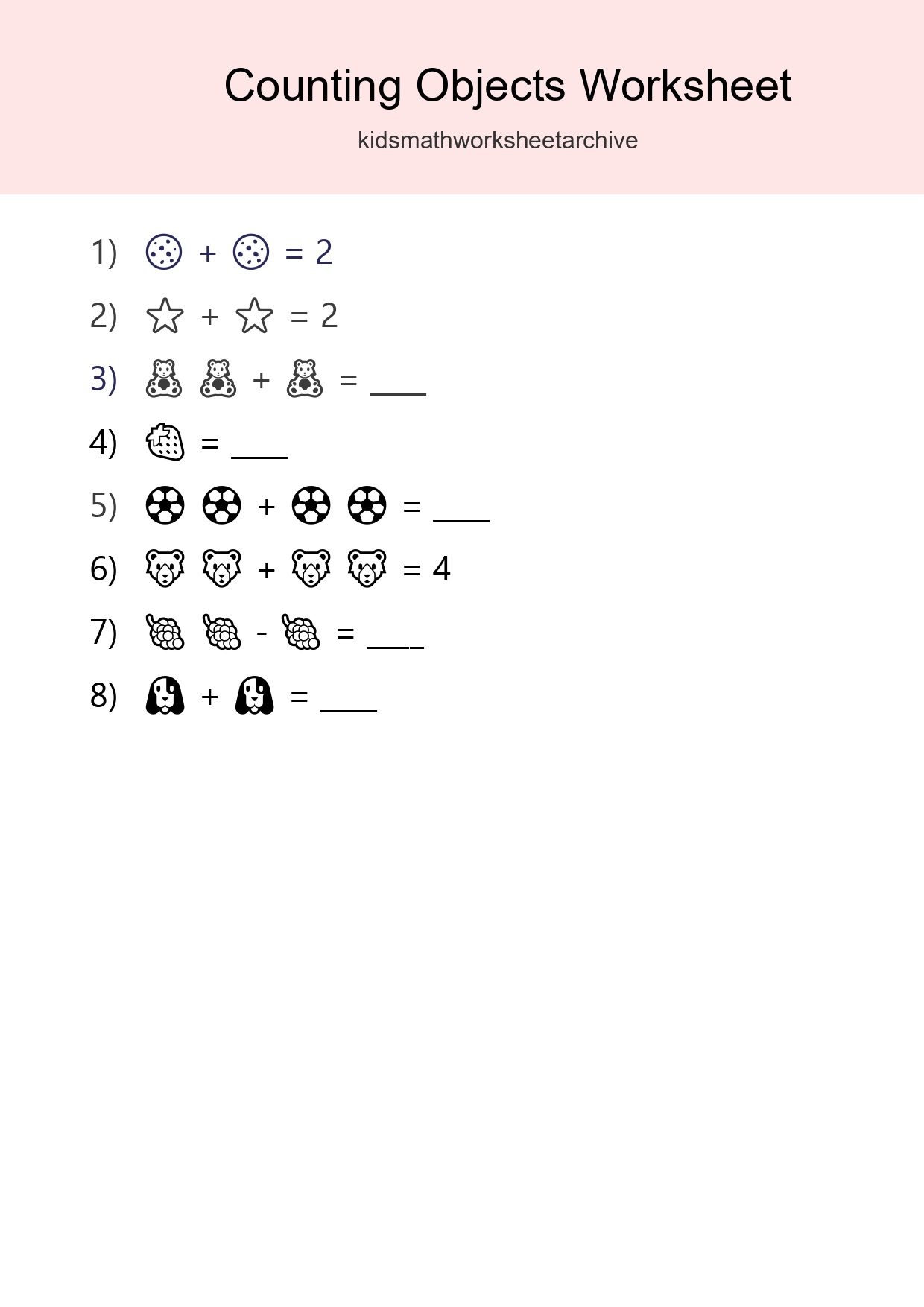 Free Counting Objects Worksheet For Pre-K - Part 58