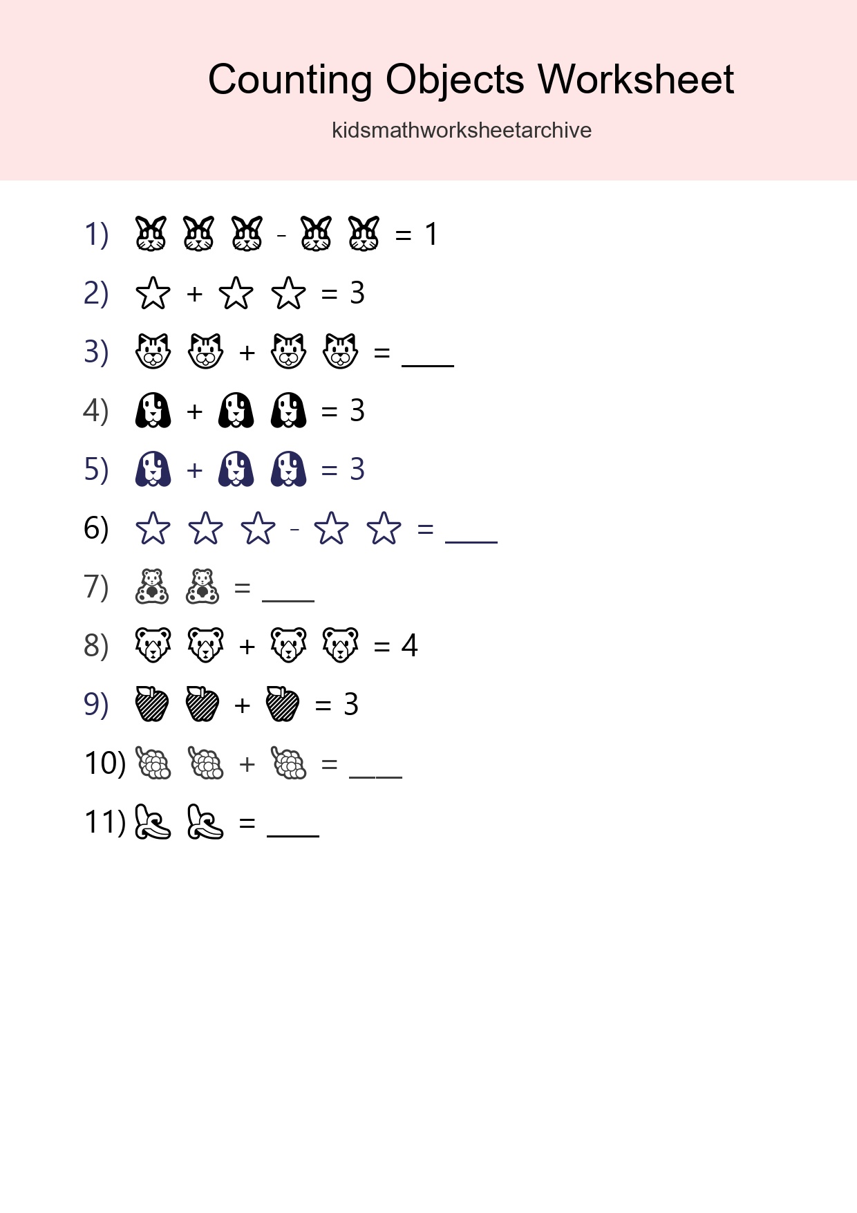 Free Counting Objects Worksheet For Pre-K Printable - Part 212