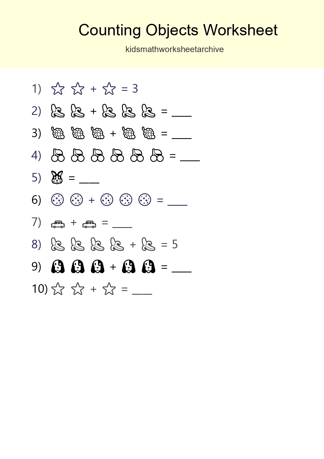 Kindergarten Count The Objects Worksheet - Part 69