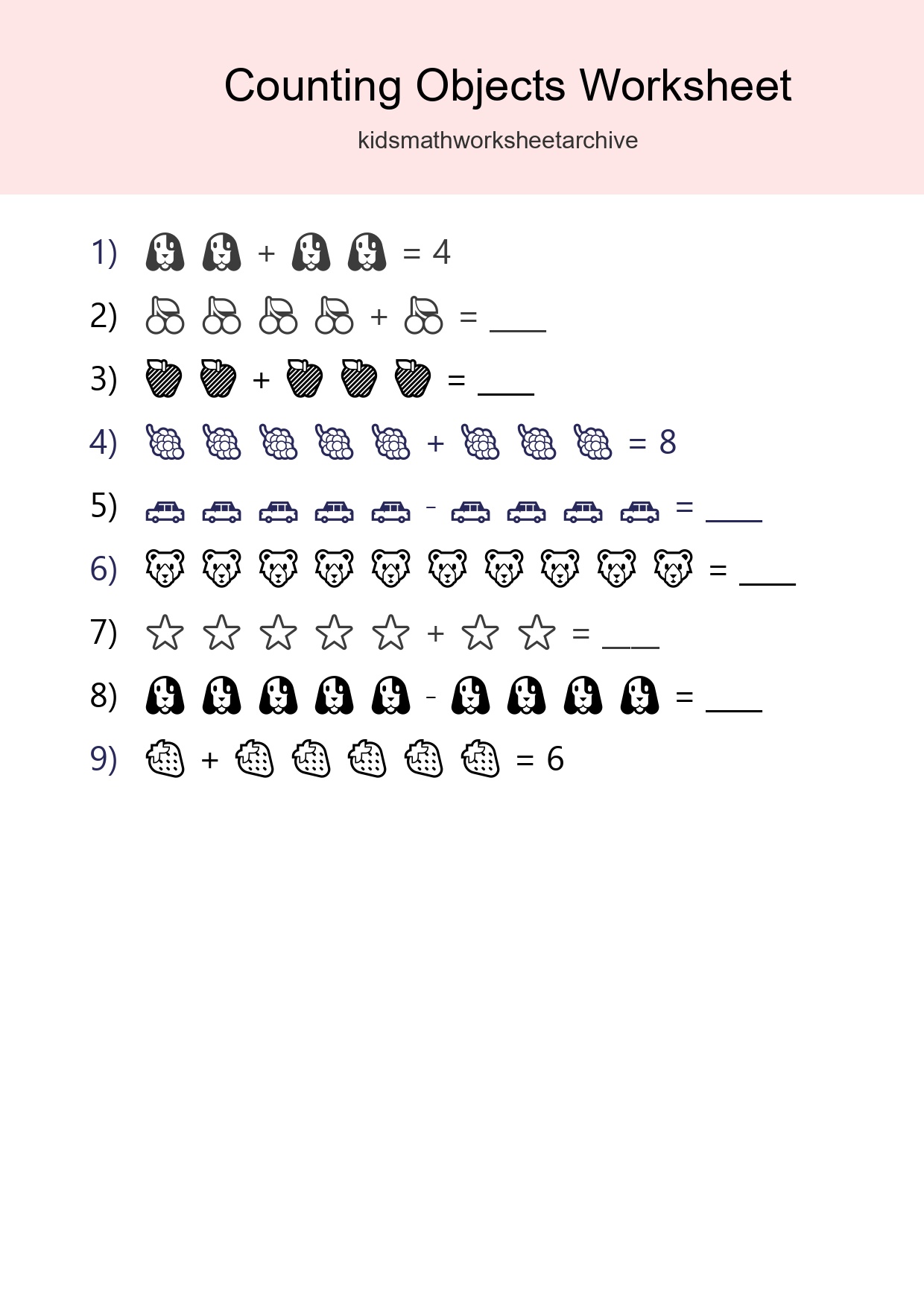 Learn Counting With Pictures Worksheet (Kindergarten) - Part 146