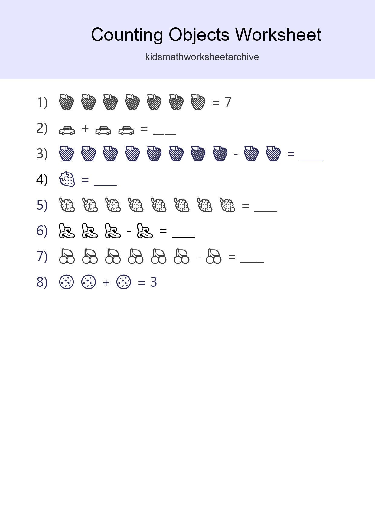 Learn Counting With Pictures Worksheet (Kindergarten) - Part 47